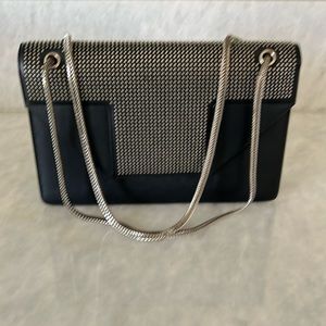 Saint Laurent shoulder bag black with silver studs including matching wallet